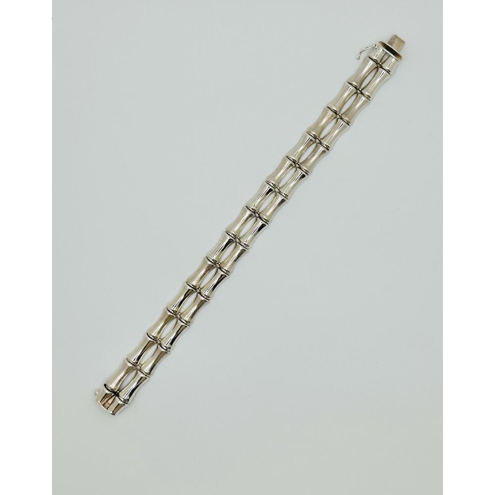 Vintage 925 Sterling Silver Double Bamboo Bracelet 8inches
